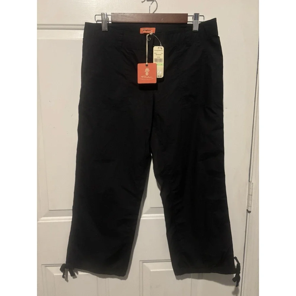 NWT Tommy Bahama Women's‎ 4 Everyday Active Pants Size 4 Black Pockets Ties